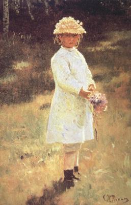 Ilya Repin Girl with a Bouquet (Vera,the Artist's Daughter) (nn02) France oil painting art